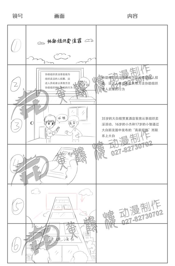 Flash逐幀動(dòng)畫(huà)制作《協(xié)助組織賣(mài)淫罪》法院法制宣傳科普動(dòng)畫(huà)片線稿分鏡設(shè)計(jì)