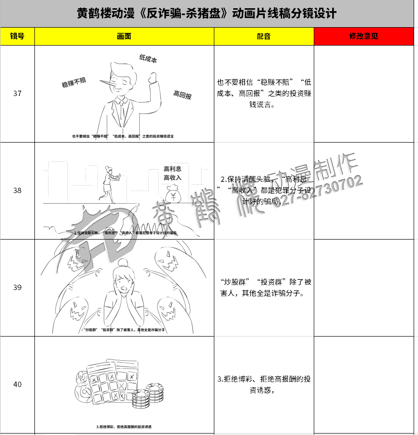 黃鶴樓動漫《反詐騙-殺豬盤》動畫片線稿分鏡設(shè)計37-40.jpg